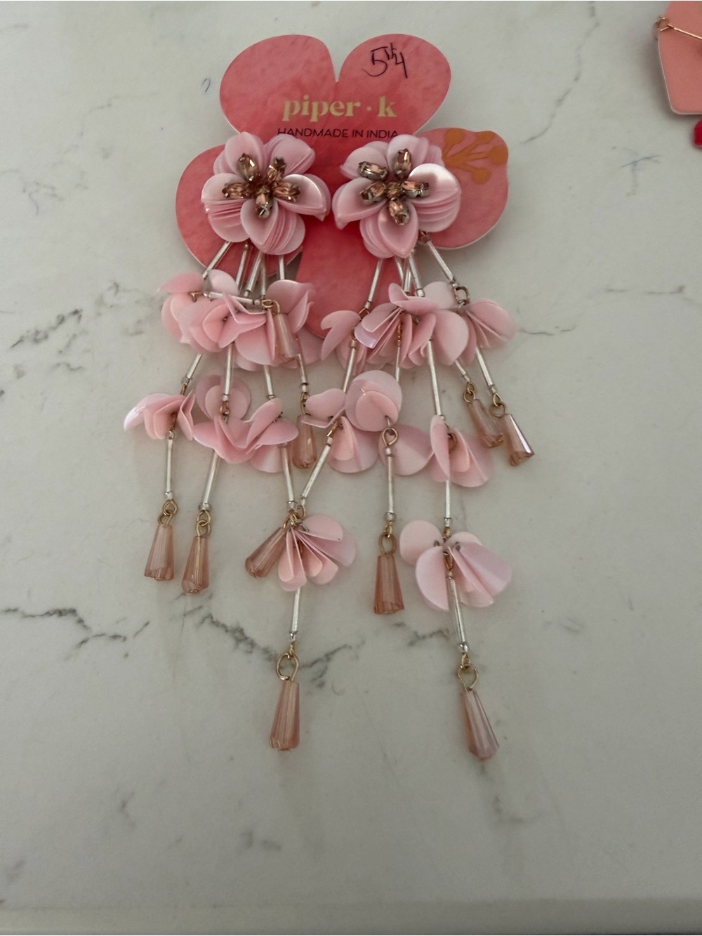 Piper + K Pink Floral Chandelier Earrings